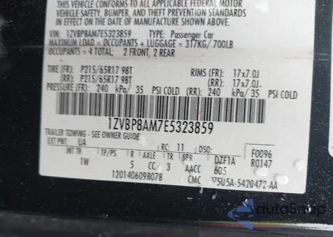 2014 Ford Mustang из США, поврежденный, VIN 1ZVBP8AM7E5323859